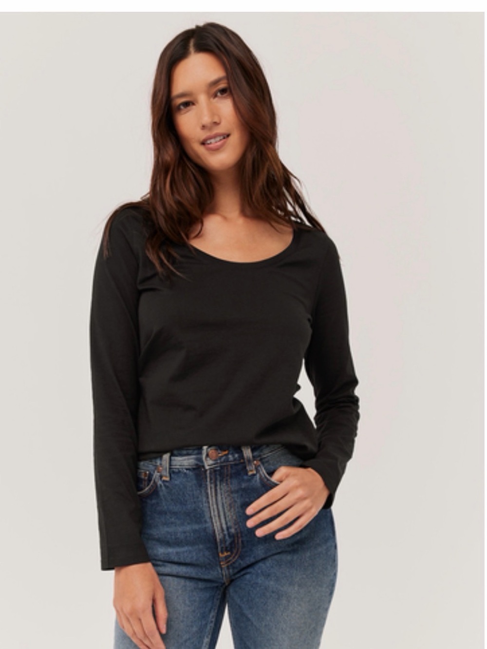 Pact new with tags Classic Long-Sleeve Scoop Neck Top - Black